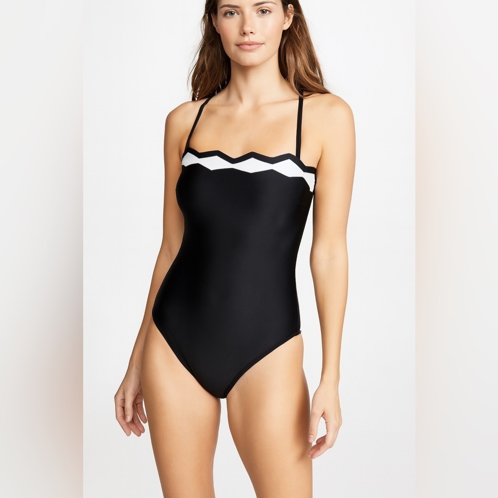 Vix Paula Hermanny Womens Black White One Piece Swimsuit NWOT Size Medium